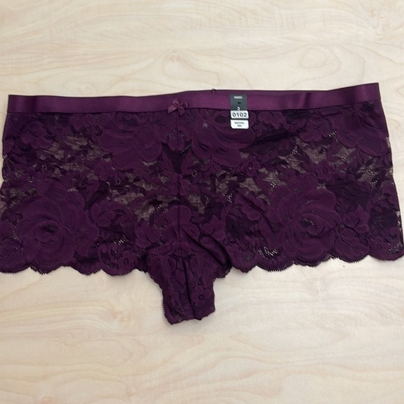 3 for $30 Panty Sale  GRAPE PURPLE LACE LATTICE CHEEKY SHORT -2X 0102 - Picture 6 of 6